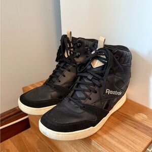 Reebok Black and Beige High-Top Sneakers
